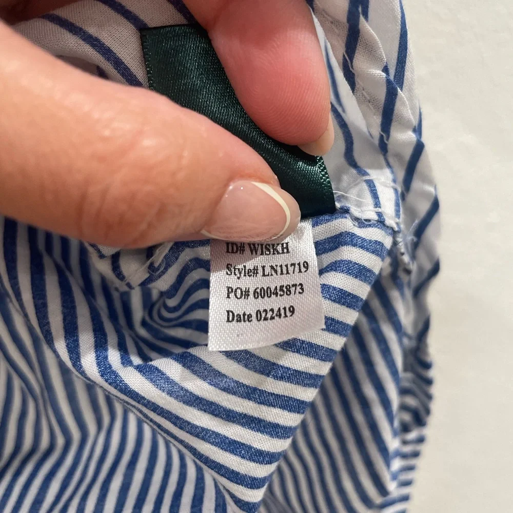Ralph Lauren Blue and White Pinstriped Pajama Short Set 100% Organic Cotton